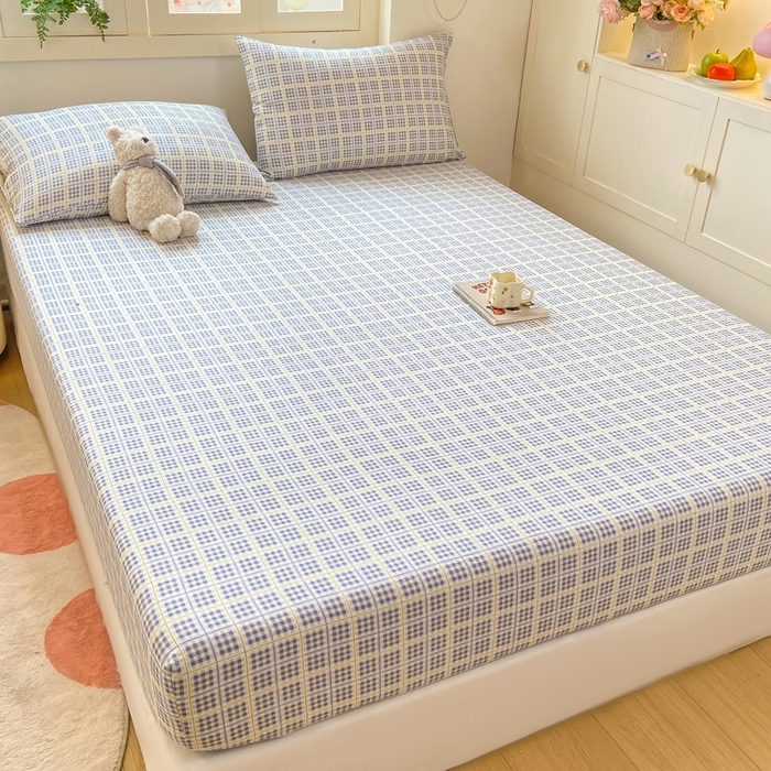 91家纺网 家纺一手货源 找家纺 玉海棠家纺 2025新款直播爆款双层纱床笠三件套 定格时光