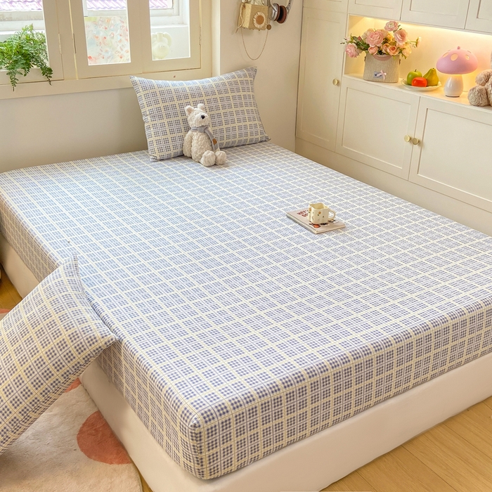 91家纺网 家纺一手货源 找家纺 玉海棠家纺 2025新款直播爆款双层纱床笠三件套 定格时光