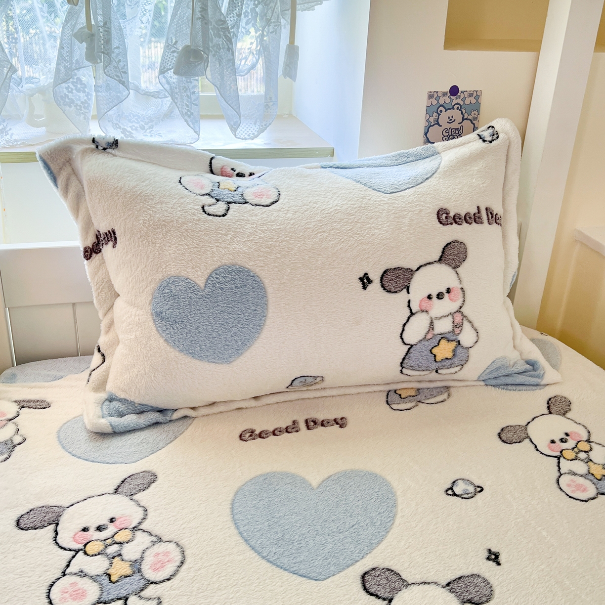 91家纺网 家纺一手货源 找家纺 川悦生活 2025新款雪花绒宿舍单床笠 床笠快乐西高地