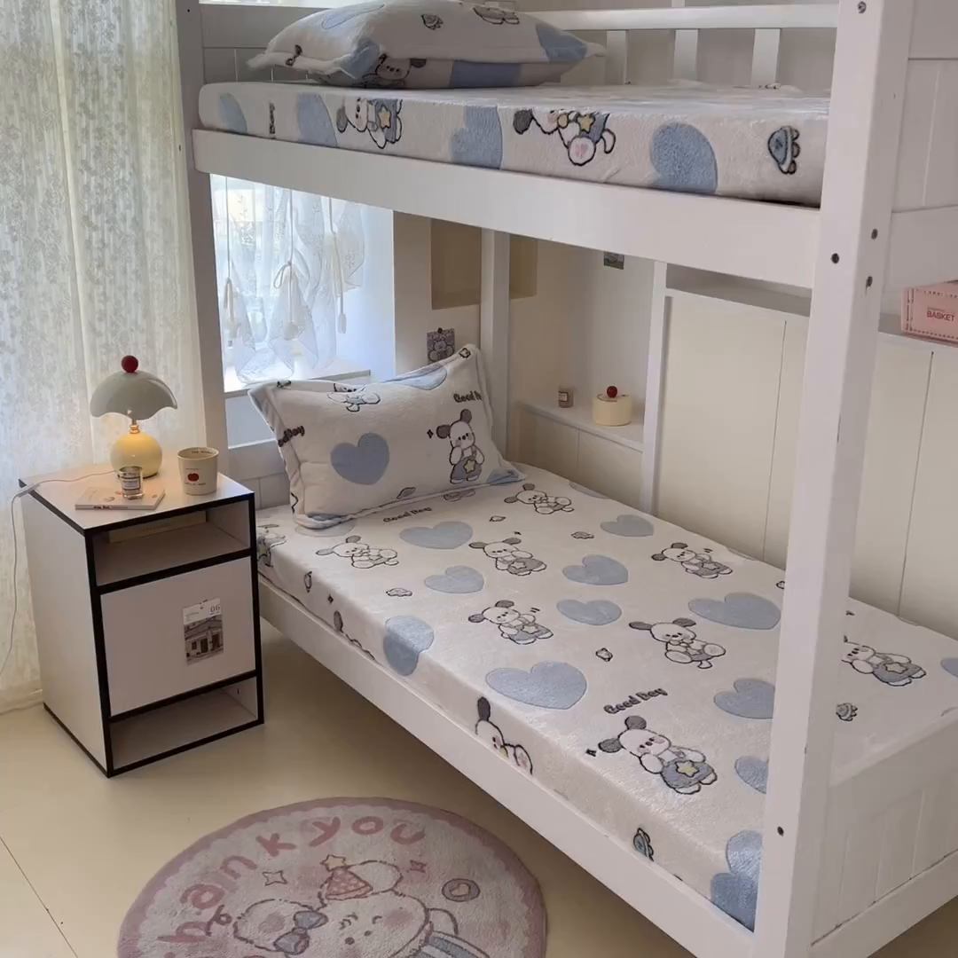 91家纺网 家纺一手货源 找家纺 川悦生活 2025新款雪花绒宿舍单床笠 床笠快乐西高地