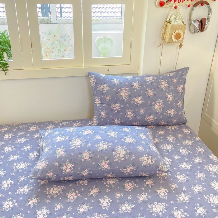 91家纺网 家纺一手货源 找家纺 玉海棠家纺 2025新款直播爆款双层纱床笠三件套 豆蔻