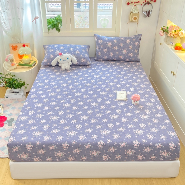 91家纺网 家纺一手货源 找家纺 玉海棠家纺 2025新款直播爆款双层纱床笠三件套 豆蔻