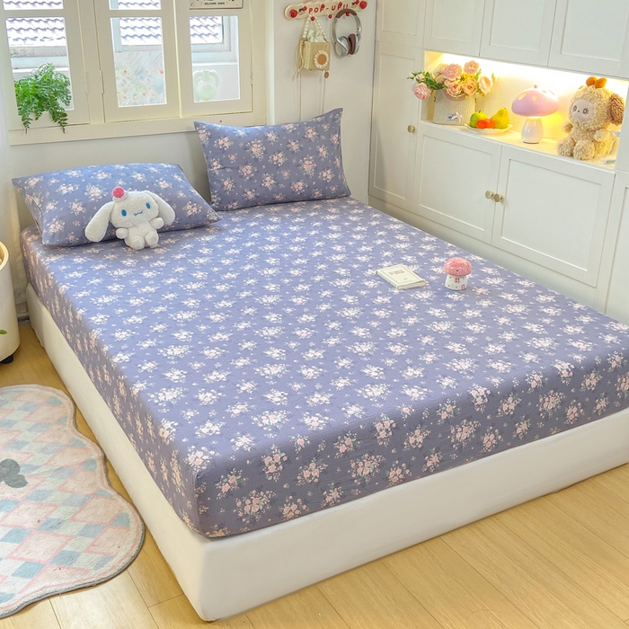 91家纺网 家纺一手货源 找家纺 玉海棠家纺 2025新款直播爆款双层纱床笠三件套 豆蔻