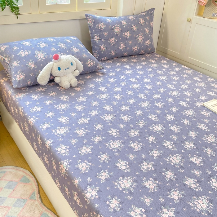 91家纺网 家纺一手货源 找家纺 玉海棠家纺 2025新款直播爆款双层纱床笠三件套 豆蔻