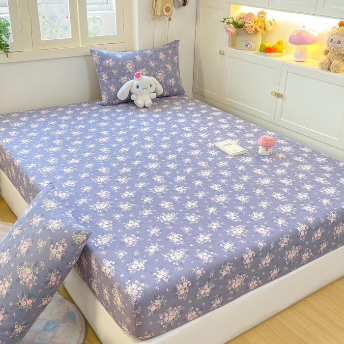 91家纺网 家纺一手货源 找家纺 玉海棠家纺 2025新款直播爆款双层纱床笠三件套 豆蔻