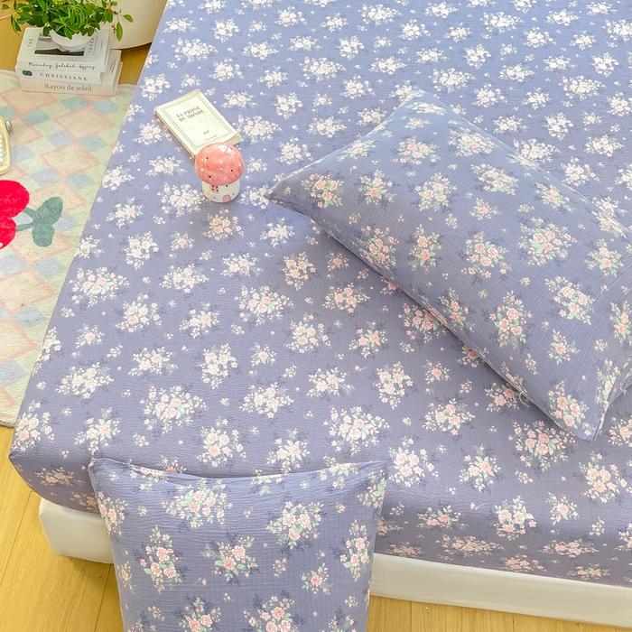 91家纺网 家纺一手货源 找家纺 玉海棠家纺 2025新款直播爆款双层纱床笠三件套 豆蔻