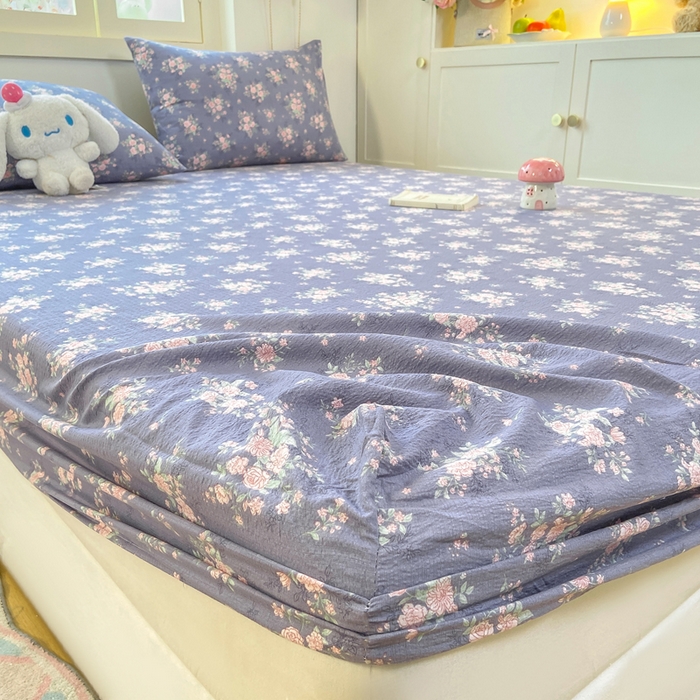 91家纺网 家纺一手货源 找家纺 玉海棠家纺 2025新款直播爆款双层纱床笠三件套 豆蔻