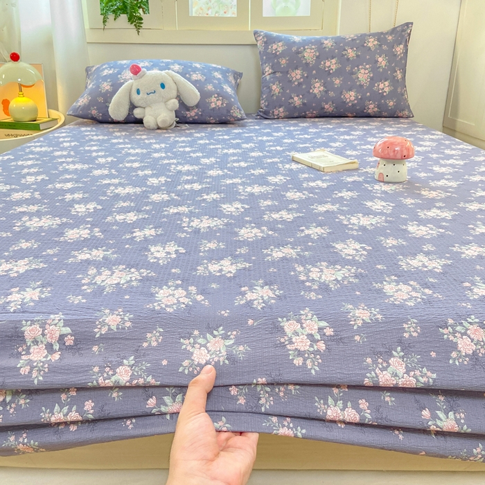 91家纺网 家纺一手货源 找家纺 玉海棠家纺 2025新款直播爆款双层纱床笠三件套 豆蔻