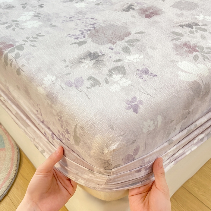 91家纺网 家纺一手货源 找家纺 玉海棠家纺 2025新款直播爆款双层纱床笠三件套 粉雾仲夏