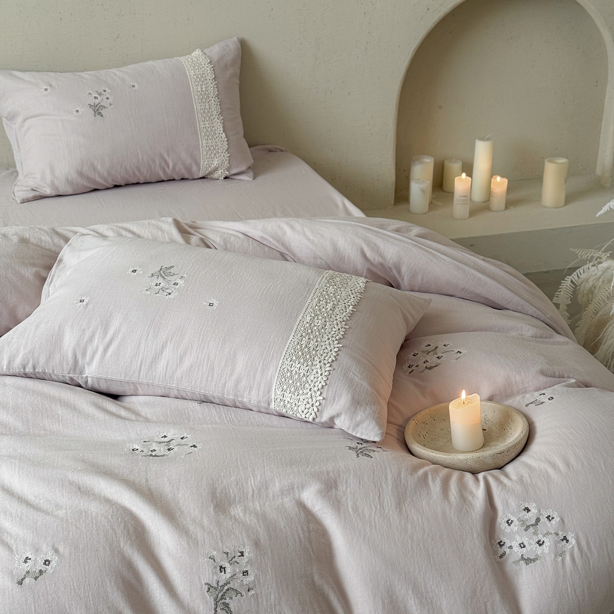 91家纺网 家纺一手货源 找家纺 （总）鹿班家居 2025新款秋冬款全棉皱皱纱精密刺绣系列四件套-云舒旧嘢(标准会员-20元)