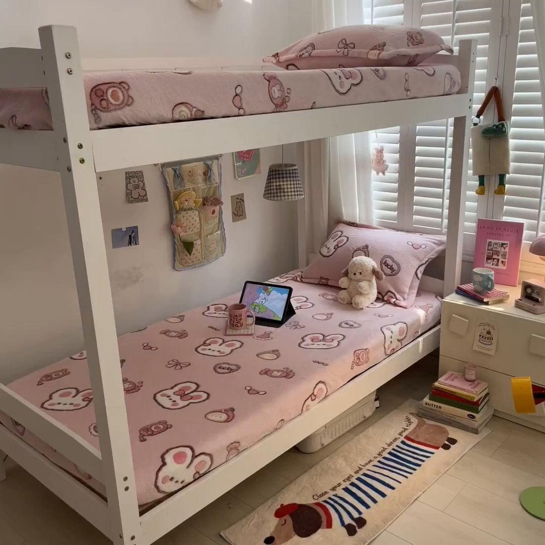 91家纺网 家纺一手货源 找家纺 川悦生活 2025新款雪花绒宿舍单床笠 床笠蜜语奶兔