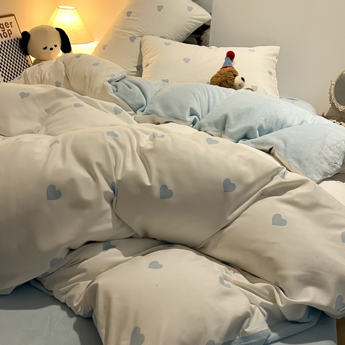 91家纺网 家纺一手货源 找家纺 （总）悦织湾家纺 2025新款水洗棉牛奶绒单面绒单被套四件套双面两用春秋冬都可用学生宿舍四件套