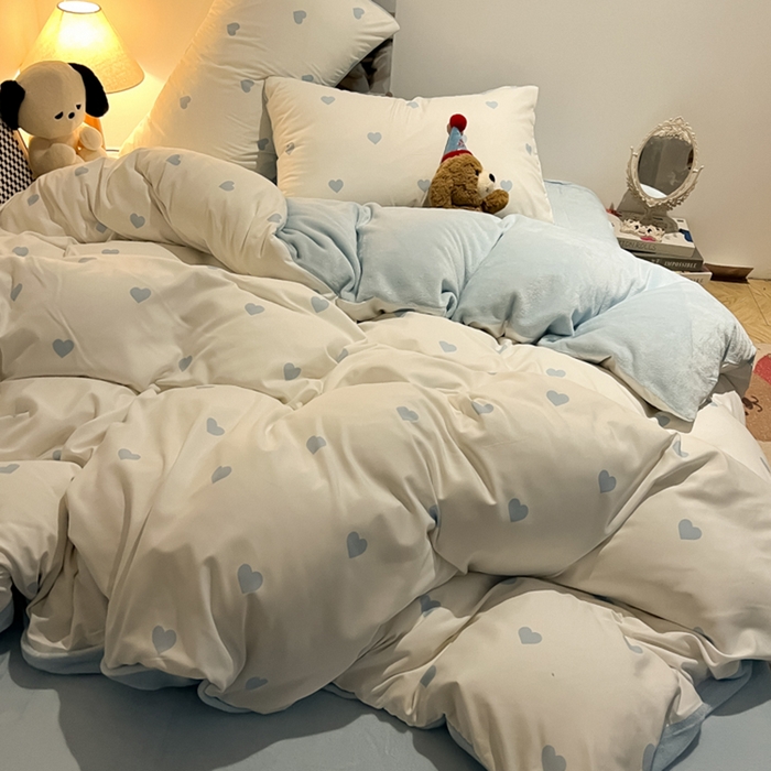 91家纺网 家纺一手货源 找家纺 （总）悦织湾家纺 2025新款水洗棉牛奶绒单面绒单被套四件套双面两用春秋冬都可用学生宿舍四件套