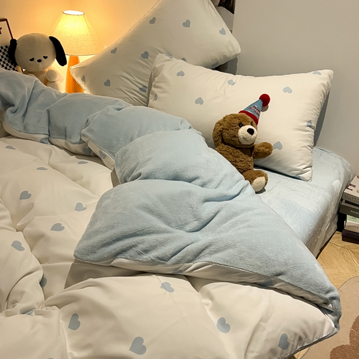 91家纺网 家纺一手货源 找家纺 （总）悦织湾家纺 2025新款水洗棉牛奶绒单面绒单被套四件套双面两用春秋冬都可用学生宿舍四件套