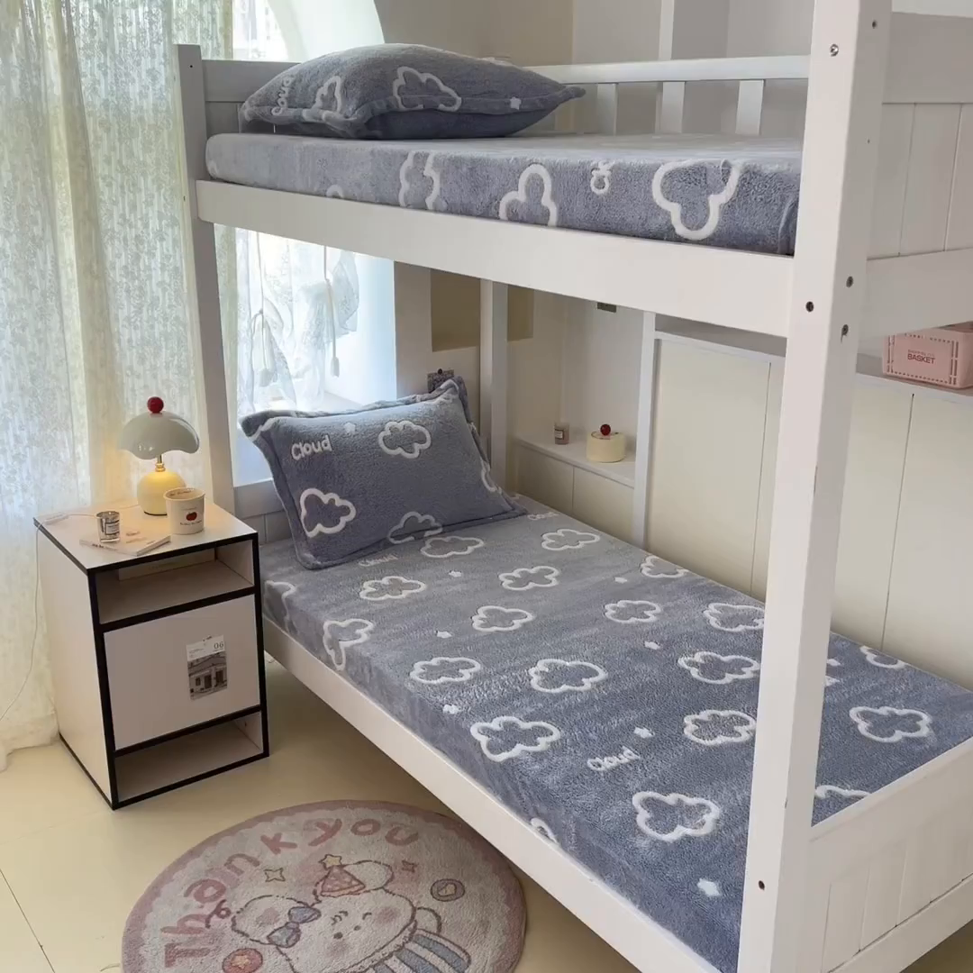 91家纺网 家纺一手货源 找家纺 川悦生活 2025新款雪花绒宿舍单床笠 床笠奶味云朵