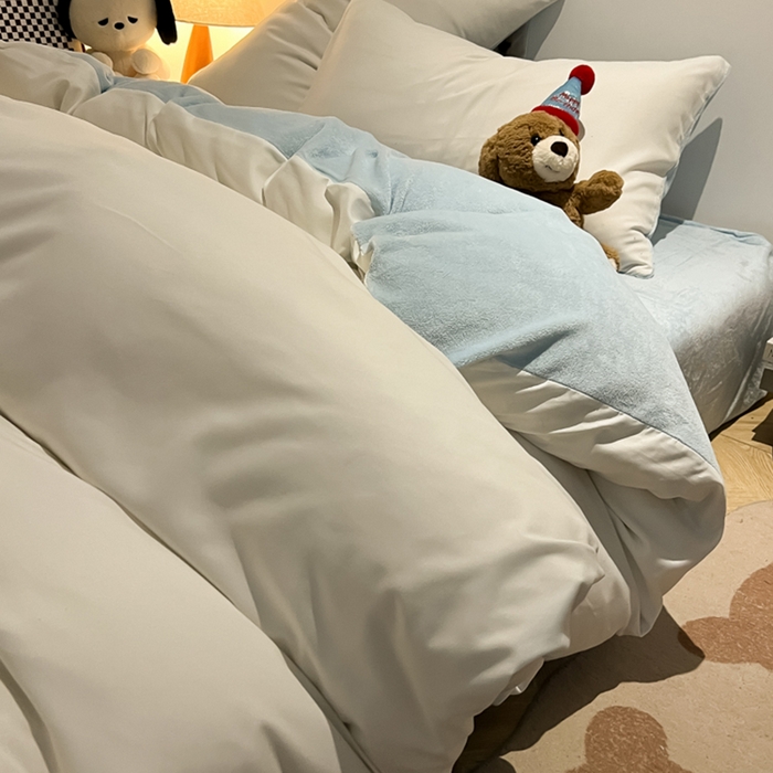 91家纺网 家纺一手货源 找家纺 （总）悦织湾家纺 2025新款水洗棉牛奶绒单面绒单被套四件套双面两用春秋冬都可用学生宿舍四件套