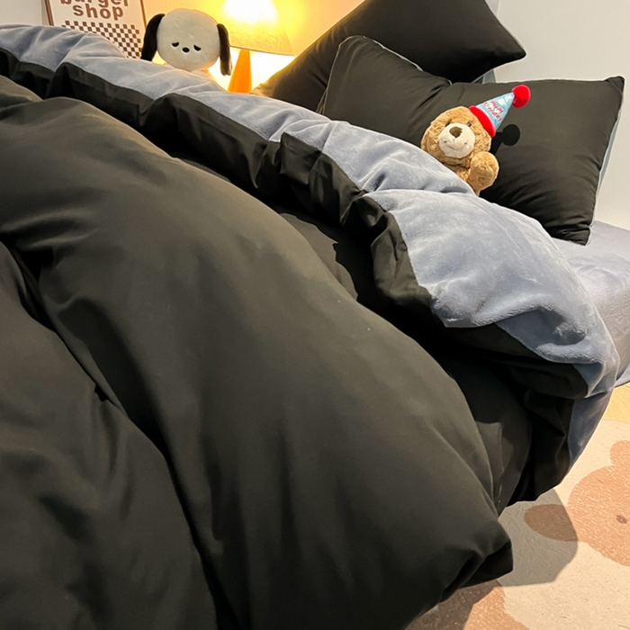 91家纺网 家纺一手货源 找家纺 （总）悦织湾家纺 2025新款水洗棉牛奶绒单面绒单被套四件套双面两用春秋冬都可用学生宿舍四件套