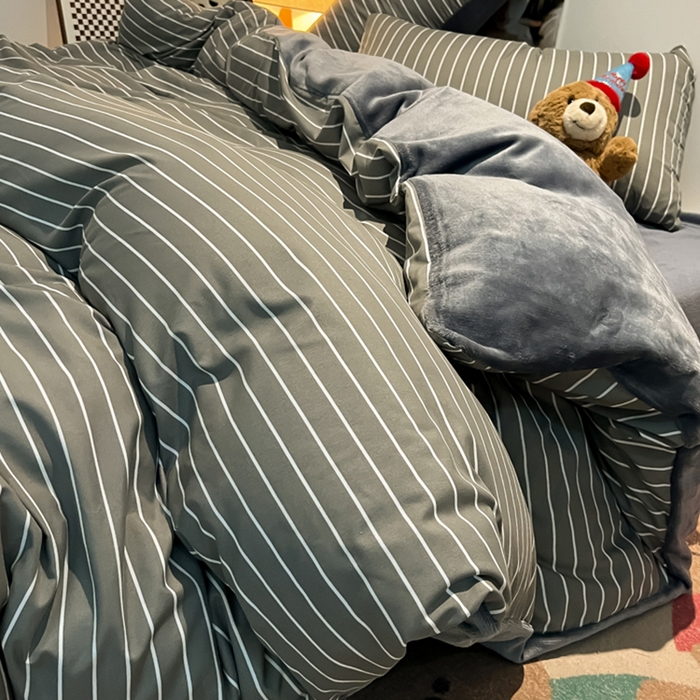 91家纺网 家纺一手货源 找家纺 （总）悦织湾家纺 2025新款水洗棉牛奶绒单面绒单被套四件套双面两用春秋冬都可用学生宿舍四件套