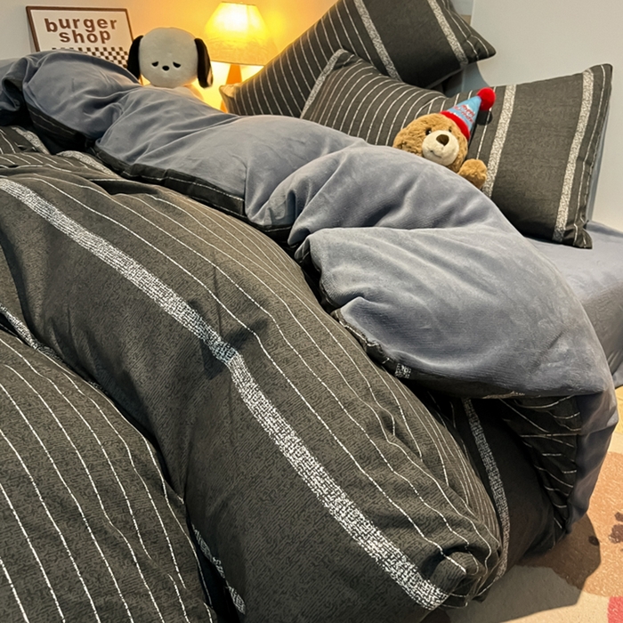 91家纺网 家纺一手货源 找家纺 （总）悦织湾家纺 2025新款水洗棉牛奶绒单面绒单被套四件套双面两用春秋冬都可用学生宿舍四件套