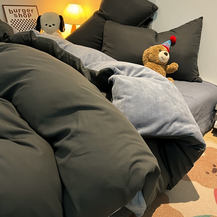 91家纺网 家纺一手货源 找家纺 （总）悦织湾家纺 2025新款水洗棉牛奶绒单面绒单被套四件套双面两用春秋冬都可用学生宿舍四件套