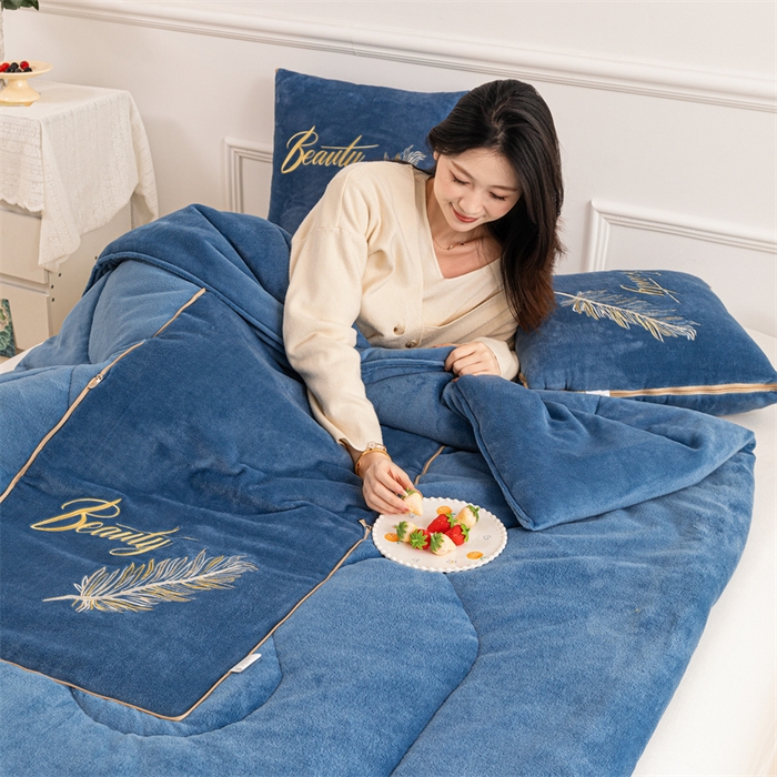 91家纺网 家纺一手货源 找家纺 （总）哩哩熊 2025新款抱枕被子两用加厚二合一汽车载枕头办公室午睡毯子冬天靠枕-羽叶