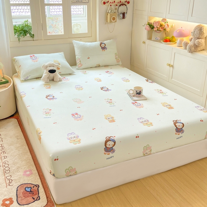 91家纺网 家纺一手货源 找家纺 玉海棠家纺 2025新款直播爆款双层纱床笠三件套 拉布布