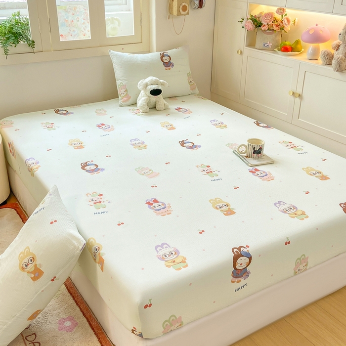 91家纺网 家纺一手货源 找家纺 玉海棠家纺 2025新款直播爆款双层纱床笠三件套 拉布布