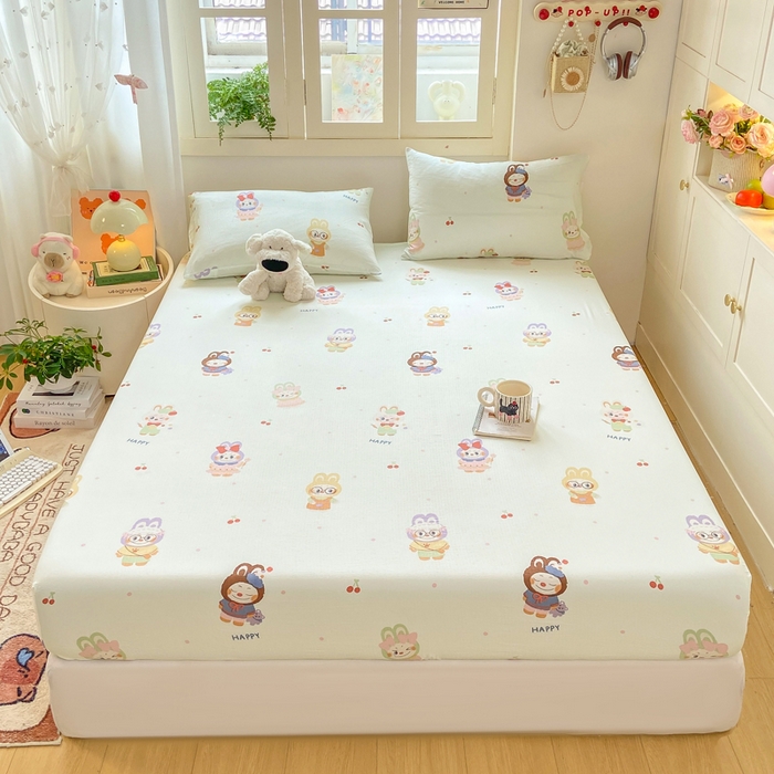 91家纺网 家纺一手货源 找家纺 玉海棠家纺 2025新款直播爆款双层纱床笠三件套 拉布布