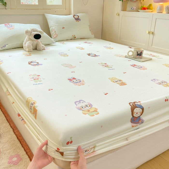 91家纺网 家纺一手货源 找家纺 玉海棠家纺 2025新款直播爆款双层纱床笠三件套 拉布布