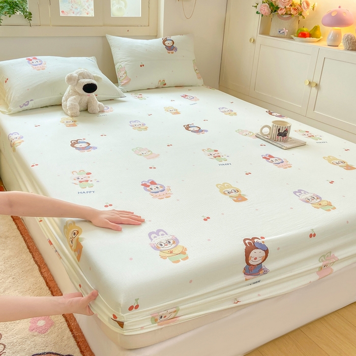 91家纺网 家纺一手货源 找家纺 玉海棠家纺 2025新款直播爆款双层纱床笠三件套 拉布布