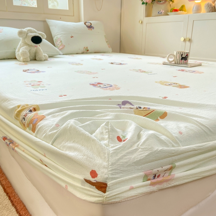 91家纺网 家纺一手货源 找家纺 玉海棠家纺 2025新款直播爆款双层纱床笠三件套 拉布布