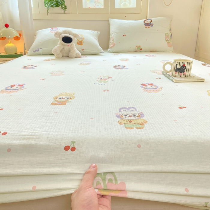 91家纺网 家纺一手货源 找家纺 玉海棠家纺 2025新款直播爆款双层纱床笠三件套 拉布布