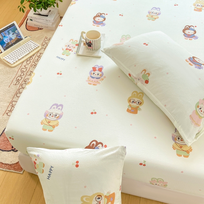 91家纺网 家纺一手货源 找家纺 玉海棠家纺 2025新款直播爆款双层纱床笠三件套 拉布布