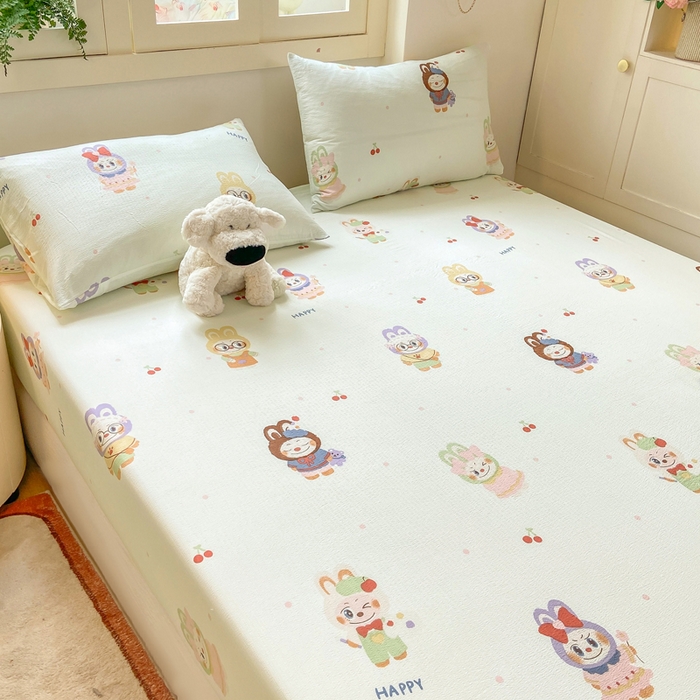 91家纺网 家纺一手货源 找家纺 玉海棠家纺 2025新款直播爆款双层纱床笠三件套 拉布布