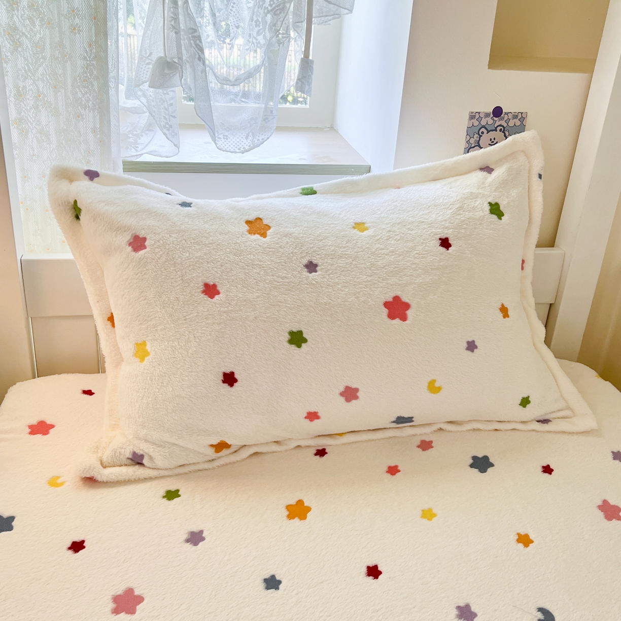 91家纺网 家纺一手货源 找家纺 川悦生活 2025新款雪花绒宿舍单床笠 床笠奶昔星星