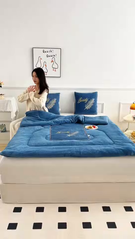 91家纺网 家纺一手货源 找家纺 （总）哩哩熊 2025新款抱枕被子两用加厚二合一汽车载枕头办公室午睡毯子冬天靠枕-羽叶