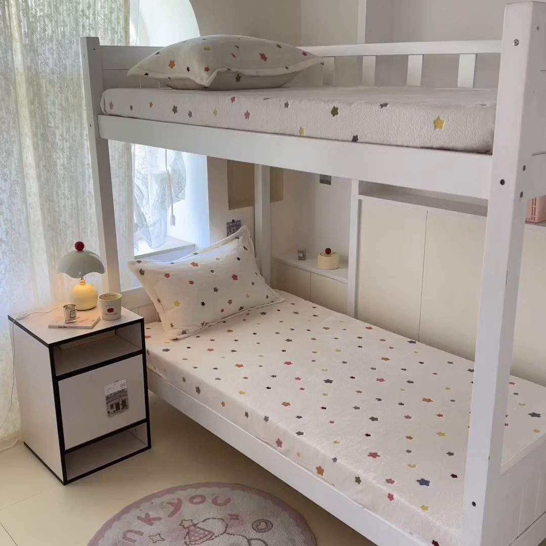 91家纺网 家纺一手货源 找家纺 川悦生活 2025新款雪花绒宿舍单床笠 床笠奶昔星星