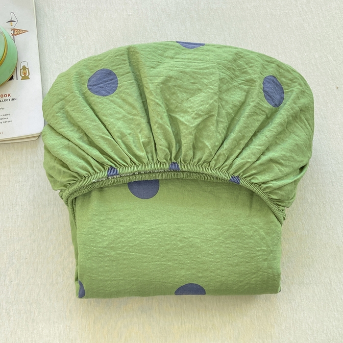 91家纺网 家纺一手货源 找家纺 玉海棠家纺 2025新款直播爆款双层纱床笠三件套 蓝色波点