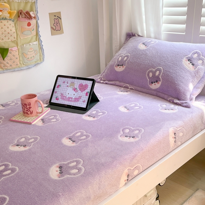 91家纺网 家纺一手货源 找家纺 川悦生活 2025新款雪花绒宿舍单床笠 床笠妮娜兔