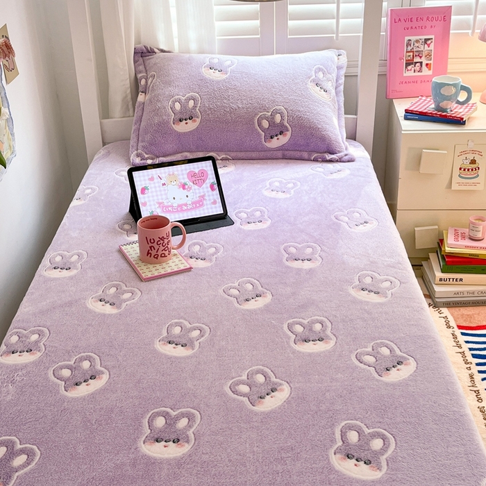 91家纺网 家纺一手货源 找家纺 川悦生活 2025新款雪花绒宿舍单床笠 床笠妮娜兔