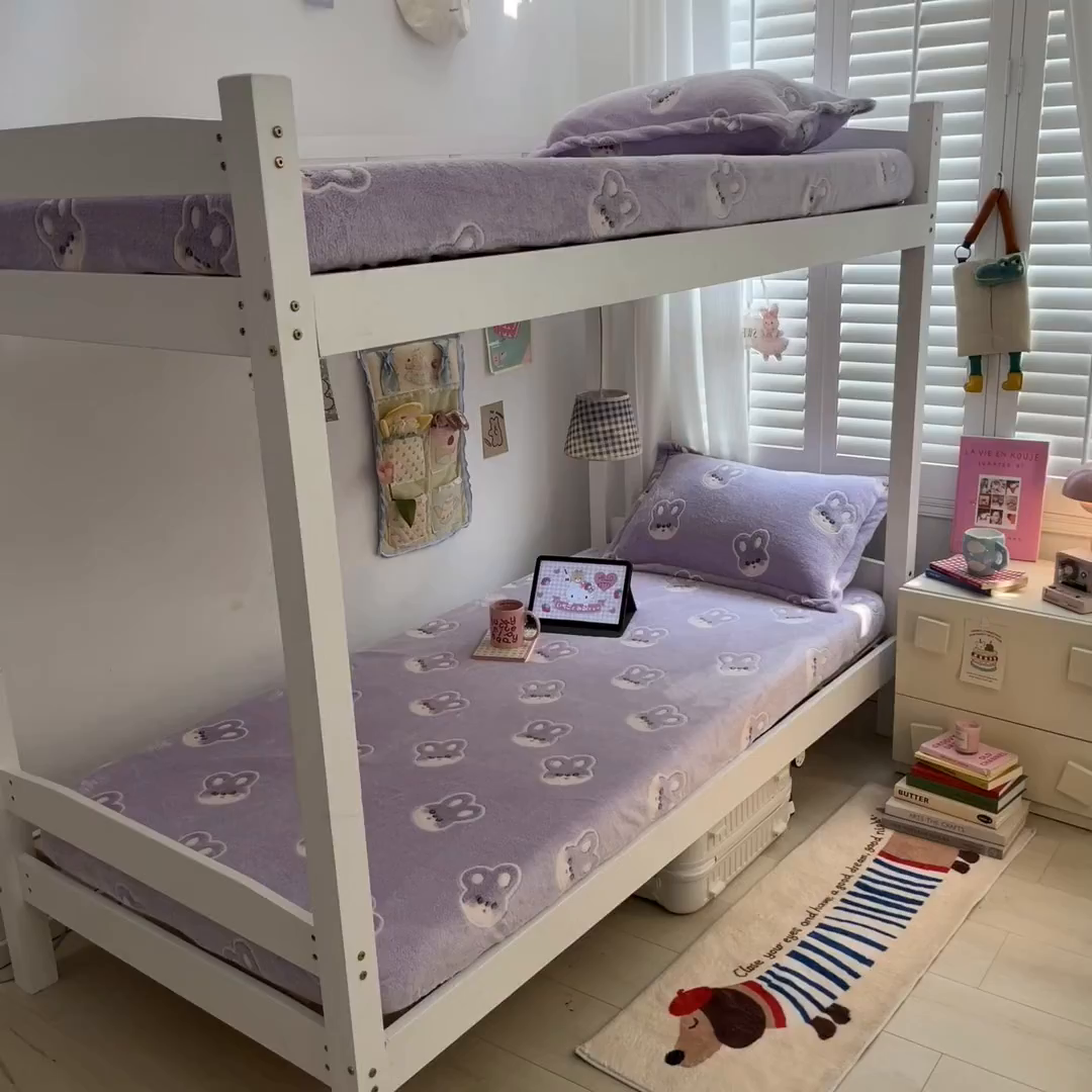 91家纺网 家纺一手货源 找家纺 川悦生活 2025新款雪花绒宿舍单床笠 床笠妮娜兔