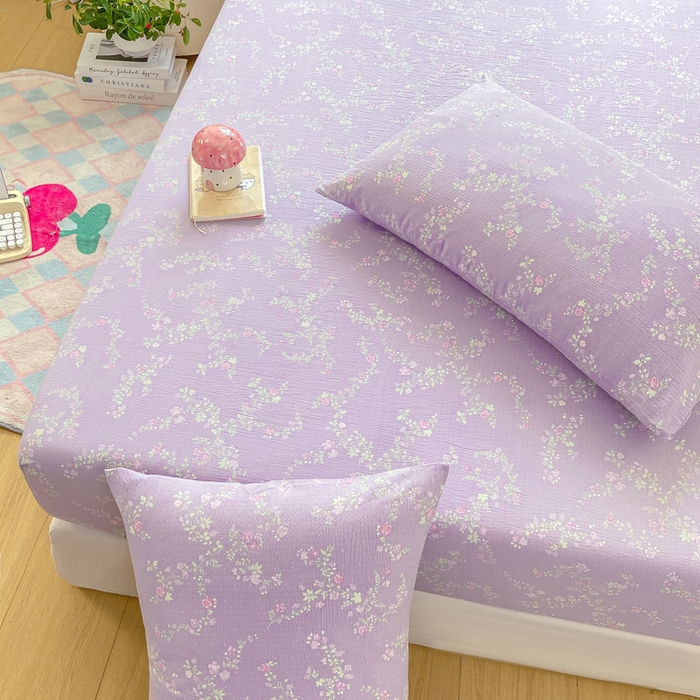 91家纺网 家纺一手货源 找家纺 玉海棠家纺 2025新款直播爆款双层纱床笠三件套 恋如青柠香