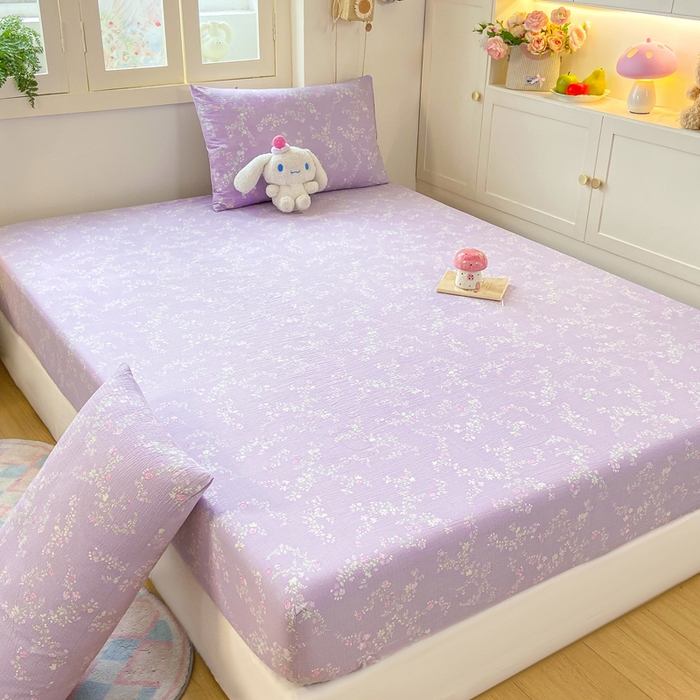 91家纺网 家纺一手货源 找家纺 玉海棠家纺 2025新款直播爆款双层纱床笠三件套 恋如青柠香