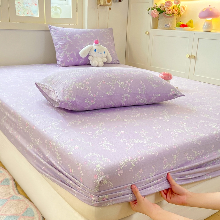 91家纺网 家纺一手货源 找家纺 玉海棠家纺 2025新款直播爆款双层纱床笠三件套 恋如青柠香