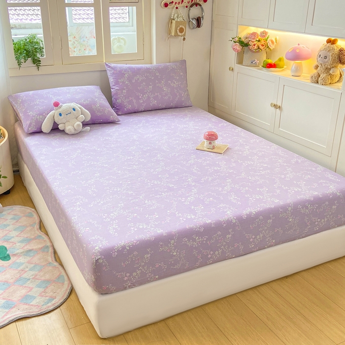 91家纺网 家纺一手货源 找家纺 玉海棠家纺 2025新款直播爆款双层纱床笠三件套 恋如青柠香