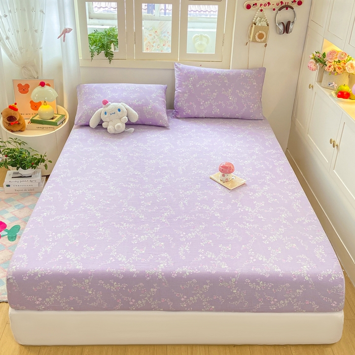 91家纺网 家纺一手货源 找家纺 玉海棠家纺 2025新款直播爆款双层纱床笠三件套 恋如青柠香