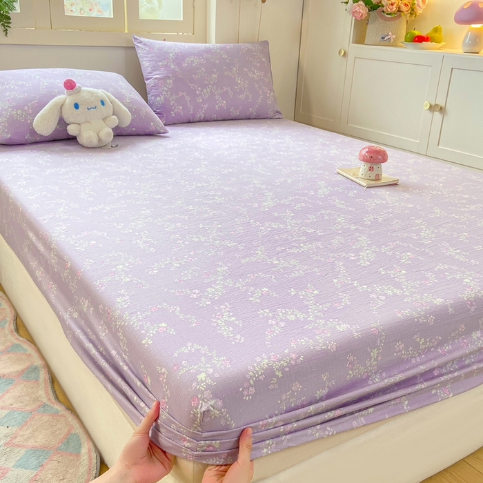 91家纺网 家纺一手货源 找家纺 玉海棠家纺 2025新款直播爆款双层纱床笠三件套 恋如青柠香