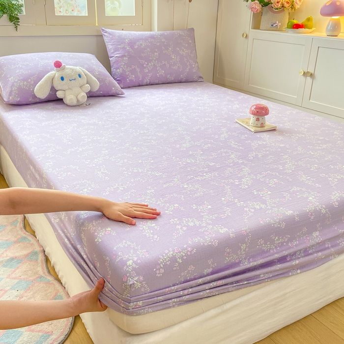 91家纺网 家纺一手货源 找家纺 玉海棠家纺 2025新款直播爆款双层纱床笠三件套 恋如青柠香