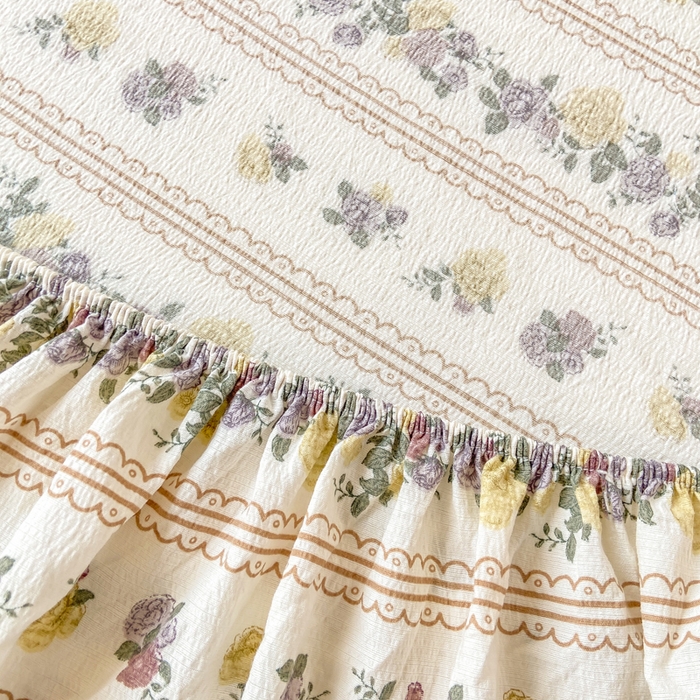 91家纺网 家纺一手货源 找家纺 玉海棠家纺 2025新款直播爆款双层纱床笠三件套 玫瑰哒