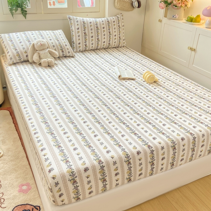 91家纺网 家纺一手货源 找家纺 玉海棠家纺 2025新款直播爆款双层纱床笠三件套 玫瑰哒